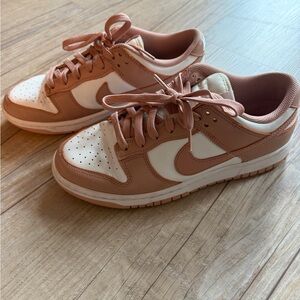 Nike Rose and White Dunks